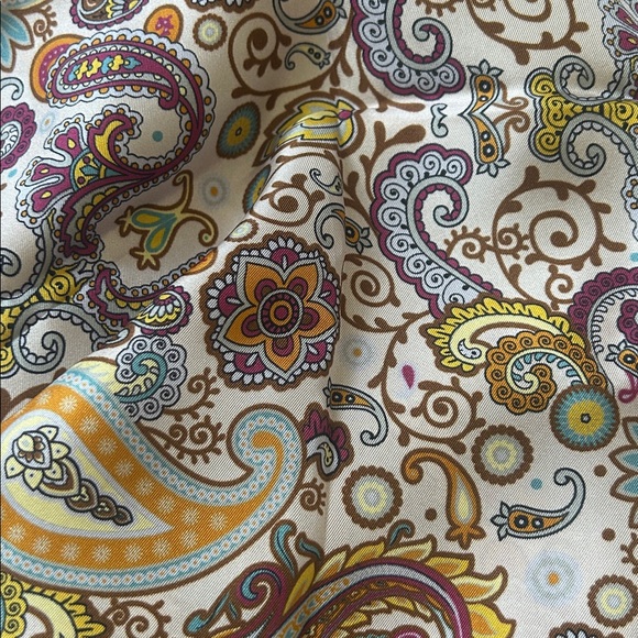 Pollini Silk Scarf with Teal and Paisley Design